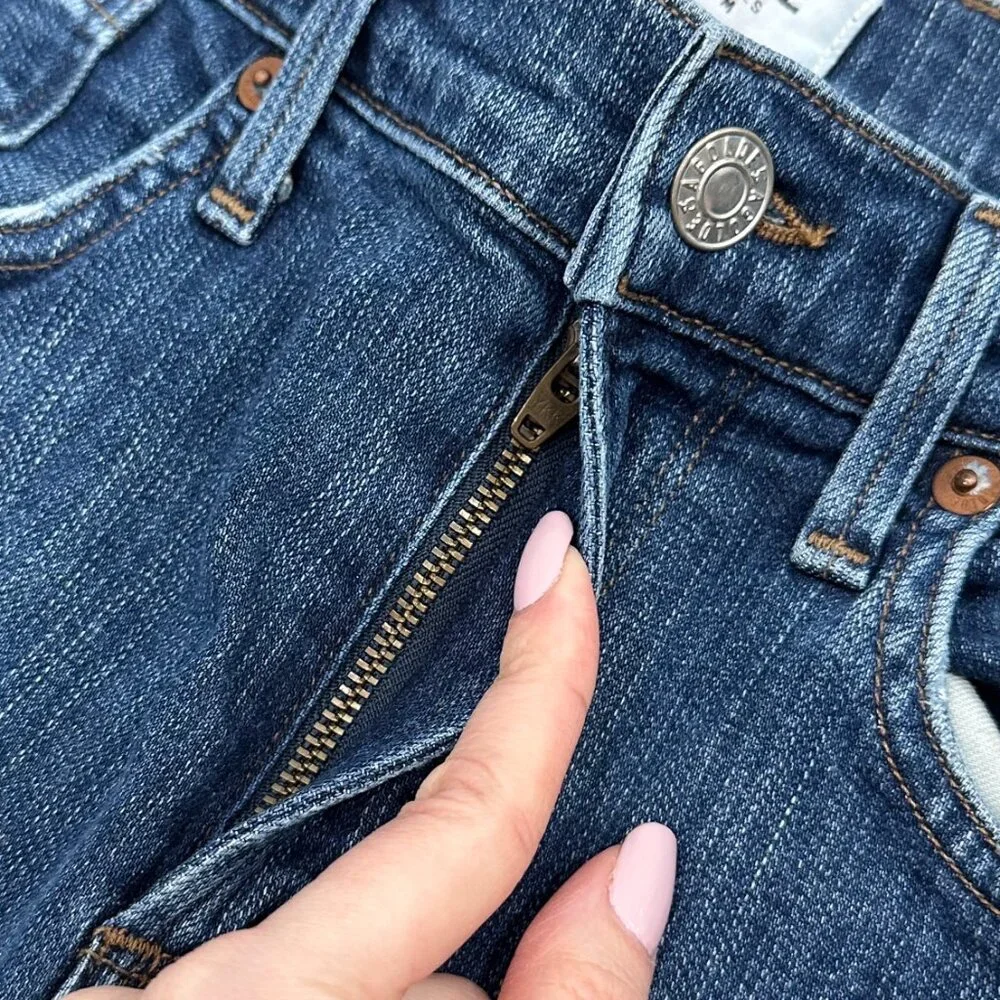 Agolde Sophie Mid-Rise Distressed Skinny Crop Jeans in Santa Fe Blue Size 26
